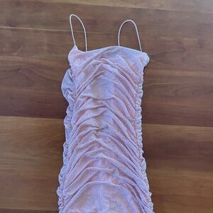 Pink sparkly body con mini dress